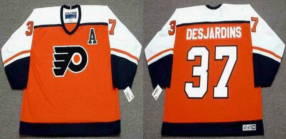 2019 Men Philadelphia Flyers 37 Desjardins Orange CCM NHL jerseys1